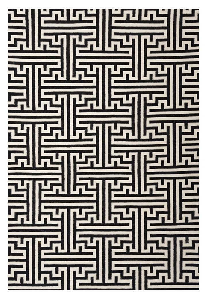 Maze Black & White: Wool HandTufted Carpet