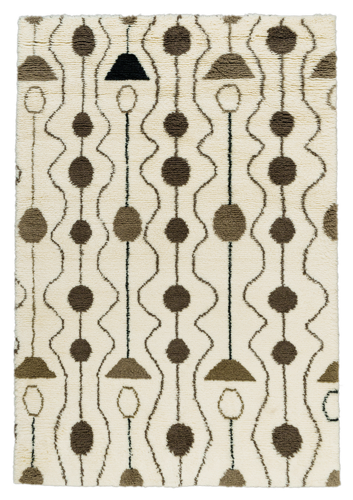 HandKnotted wool carpet in    Miloo design, crafted with 100% handmade process using natural fibers, featuring vibrant geometric patterns for modern home decor.