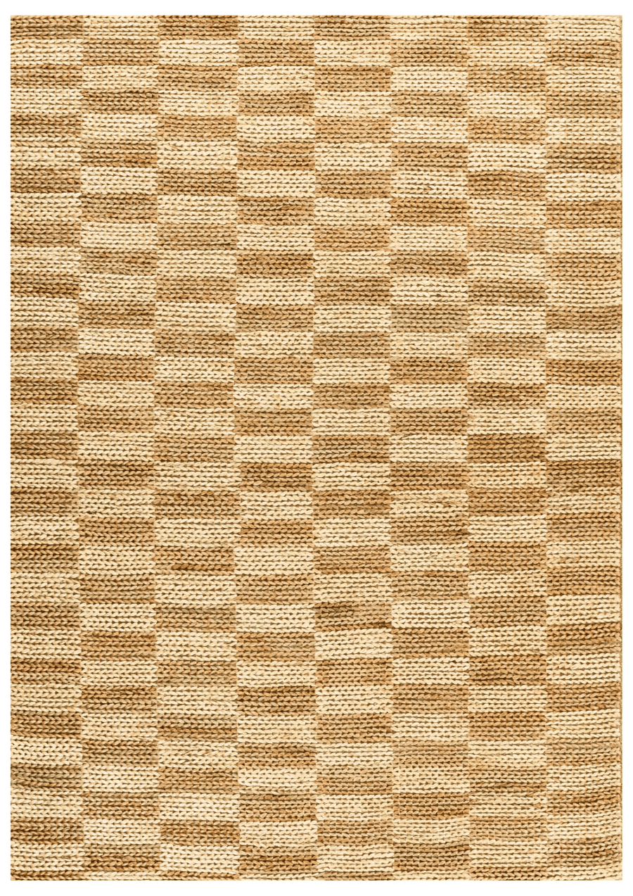 Hemp handwoven rug in Knot Chess design, crafted with 100% handmade process using natural fibers, perfect for eco-friendly and contemporary home decor.