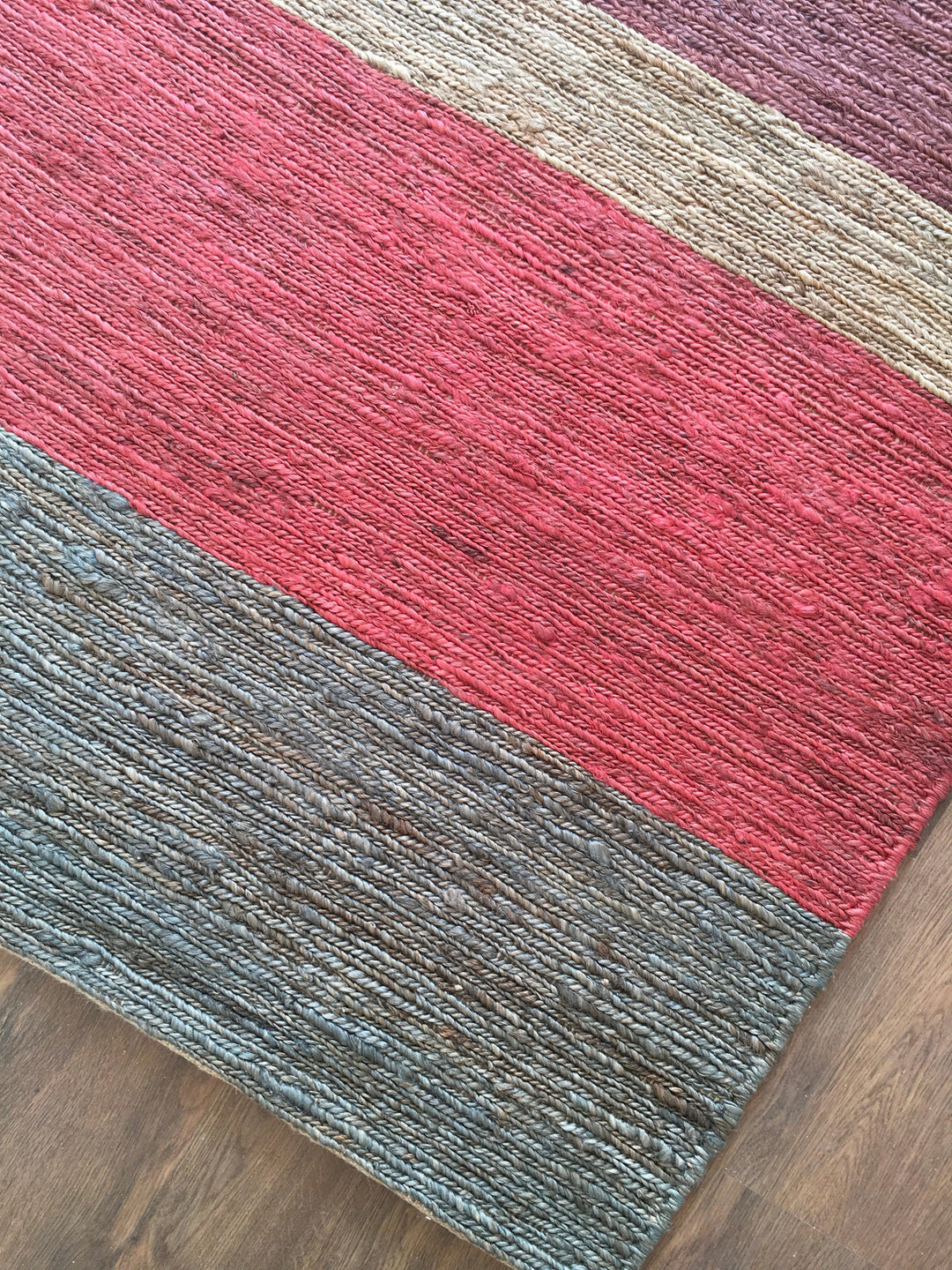 Multi Braided Stripe: Jute & Hemp Hand Woven Rug