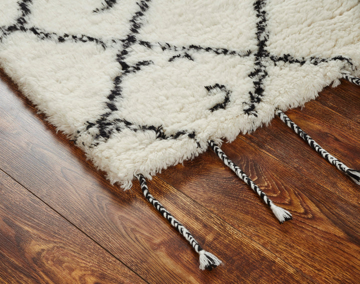 Cross White /Black: Wool Handtufted Carpet
