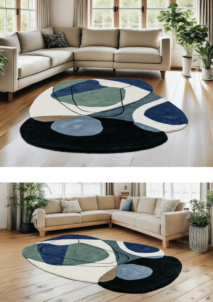 Aqua Waves: Wool Handtufted Carpet