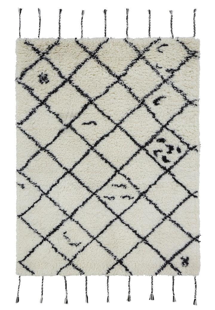 Cross White /Black: Wool Handtufted Carpet